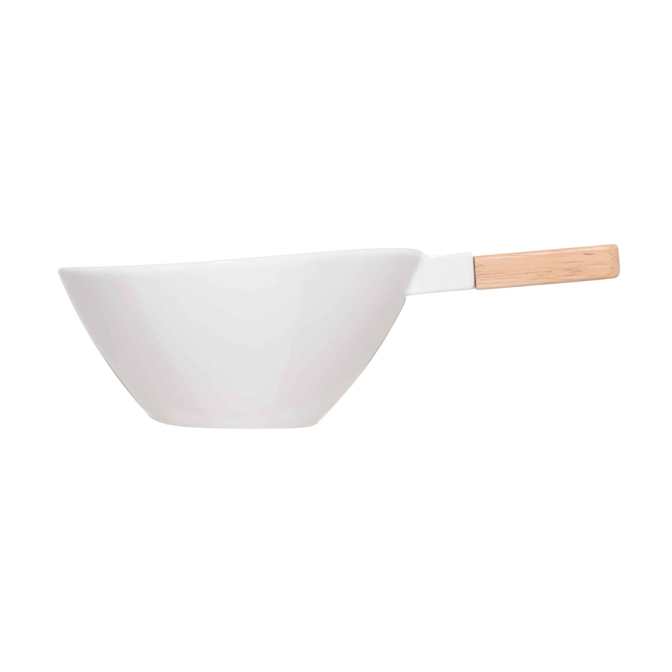 Salad bowl, 16x8 cm, 600 ml, with handle, porcelain P / wood, white, Synergy изображение № 2