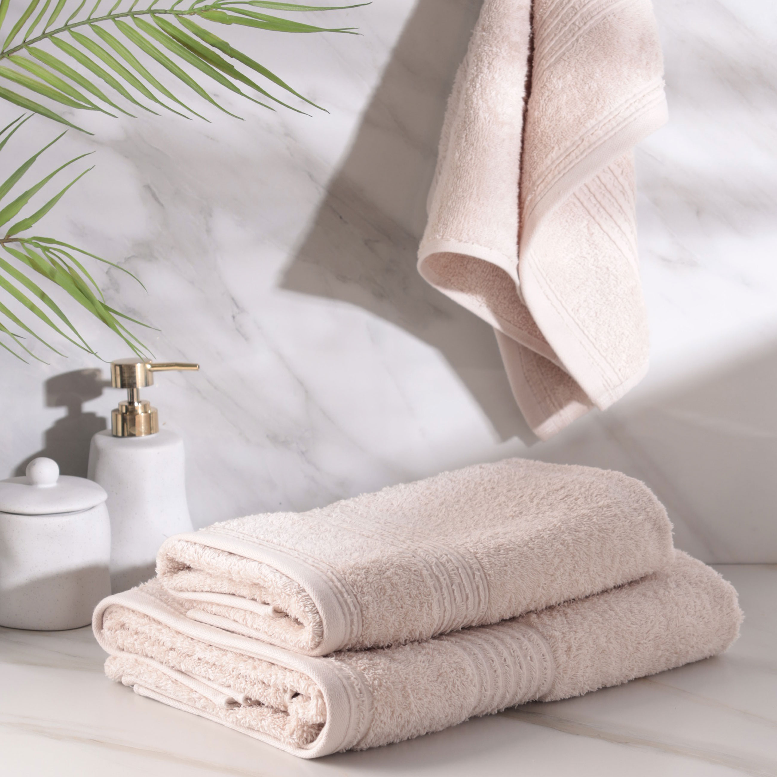 Towel set, 40x60 / 50x90 / 70x140 cm, 3 pcs, cotton, beige, Natural cotton изображение № 4