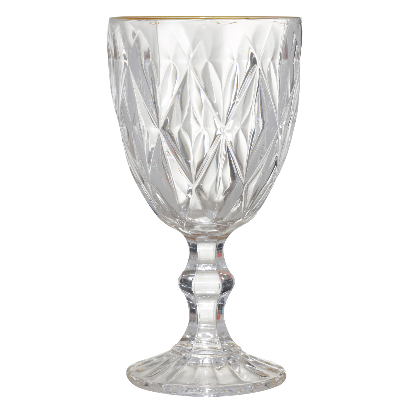 Wine glass, 300 ml, glass R, with golden edging, Rhomb gold изображение № 2