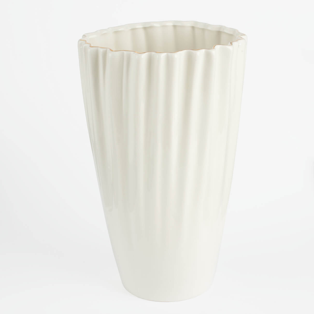 Flower vase, 27 cm, porcelain R, with golden edging, Crumpled effect, Crumple gold изображение № 1