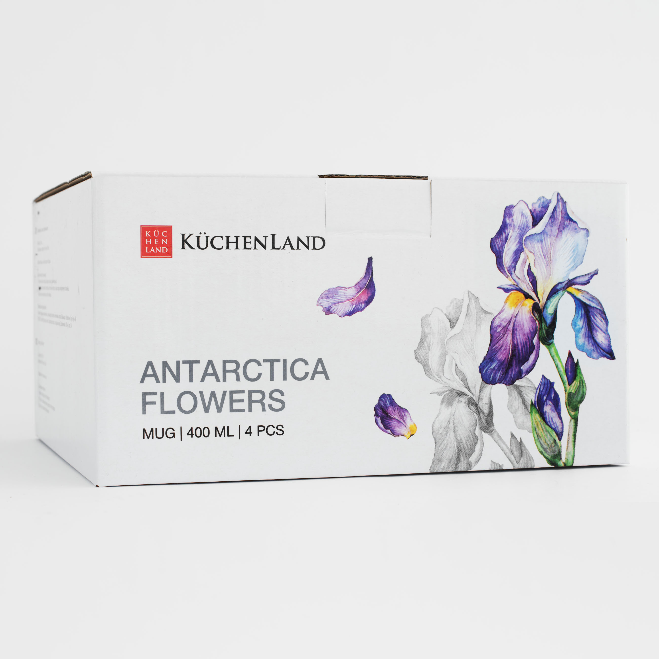 Mug, 350 ml, 4 pcs, porcelain F, with silver edging, Irises, Antarctica Flowers изображение № 6