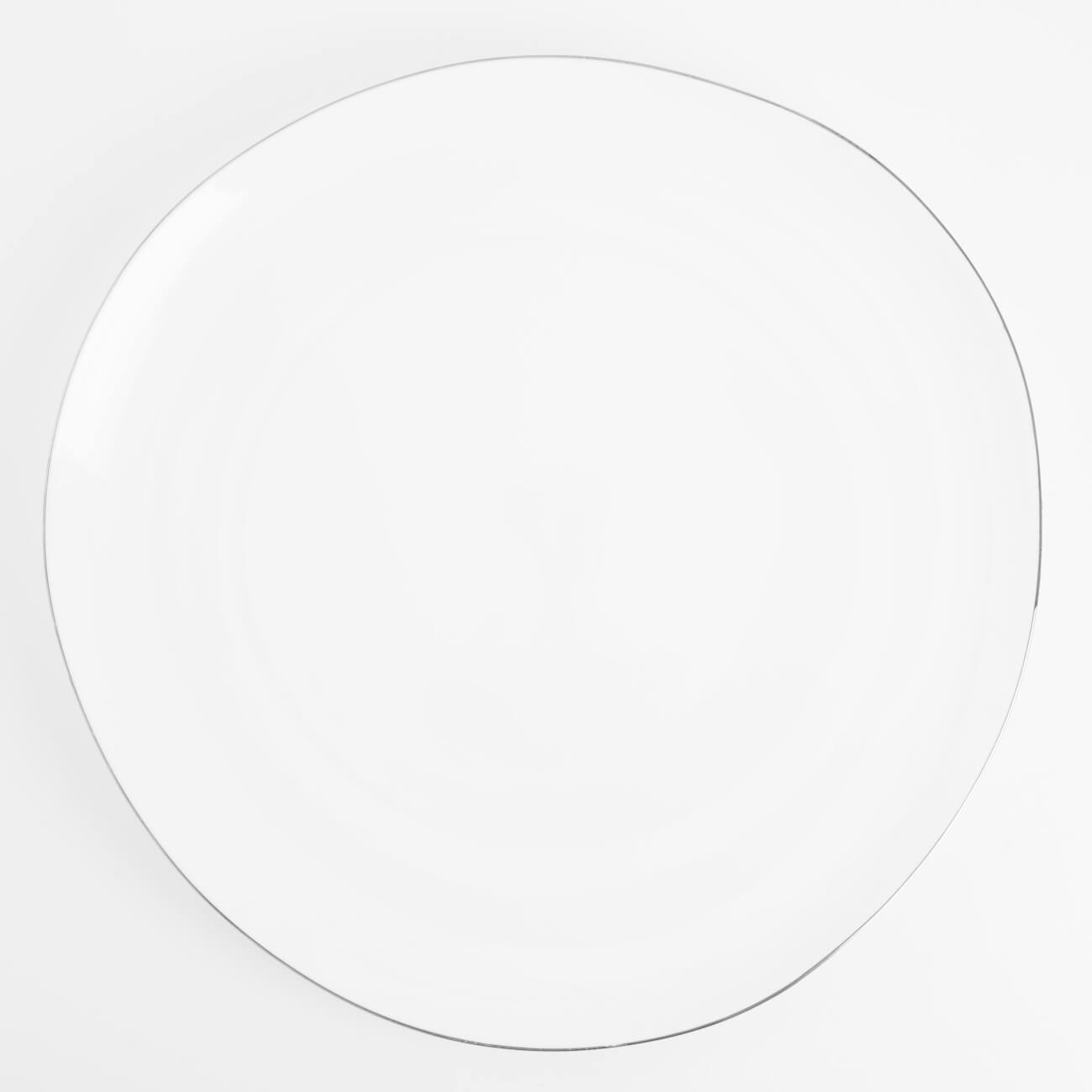 Dining plate, 29 cm, porcelain F, white, Bend silver изображение № 1