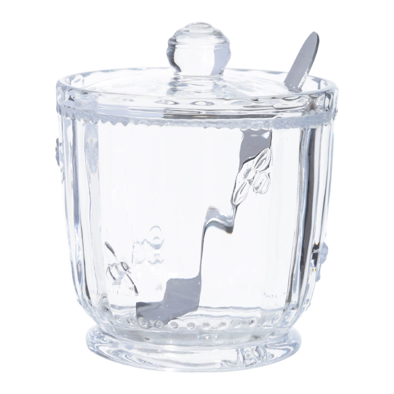 Sugar bowl, 12 cm, 370 ml, with spoon, glass R / steel, Honey изображение № 1