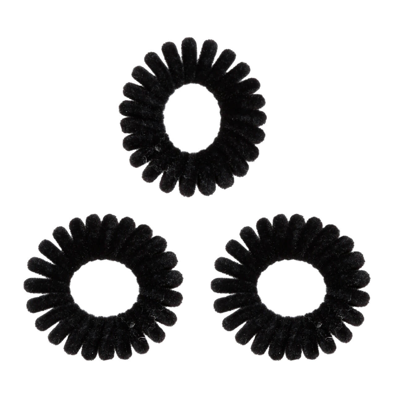 Elastic band for hair, 4 cm, 3 pcs, polyester / TPU, black, Spiral, Helix изображение № 1