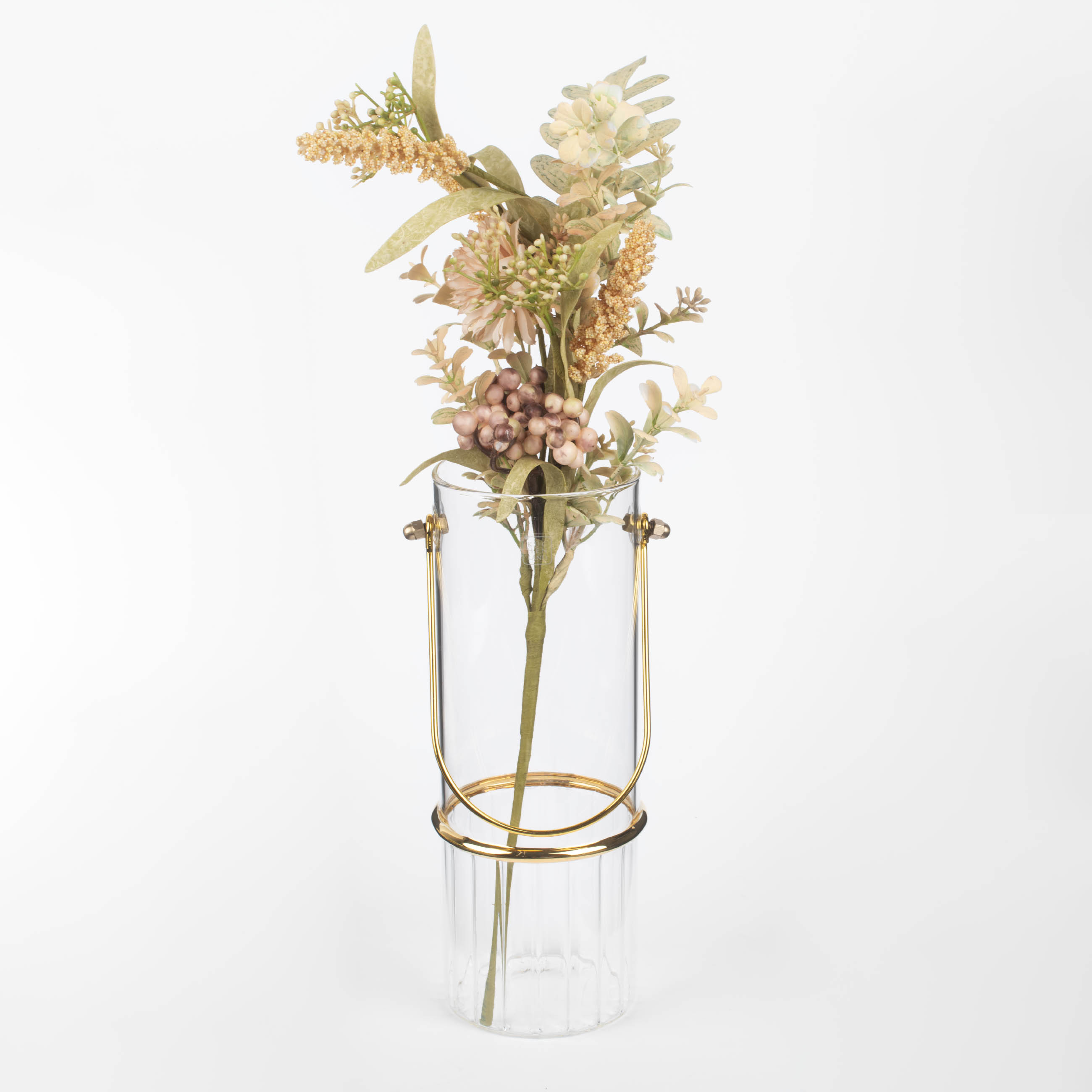 Flower vase, 25 cm, with handle, glass / metal, Camellia изображение № 6