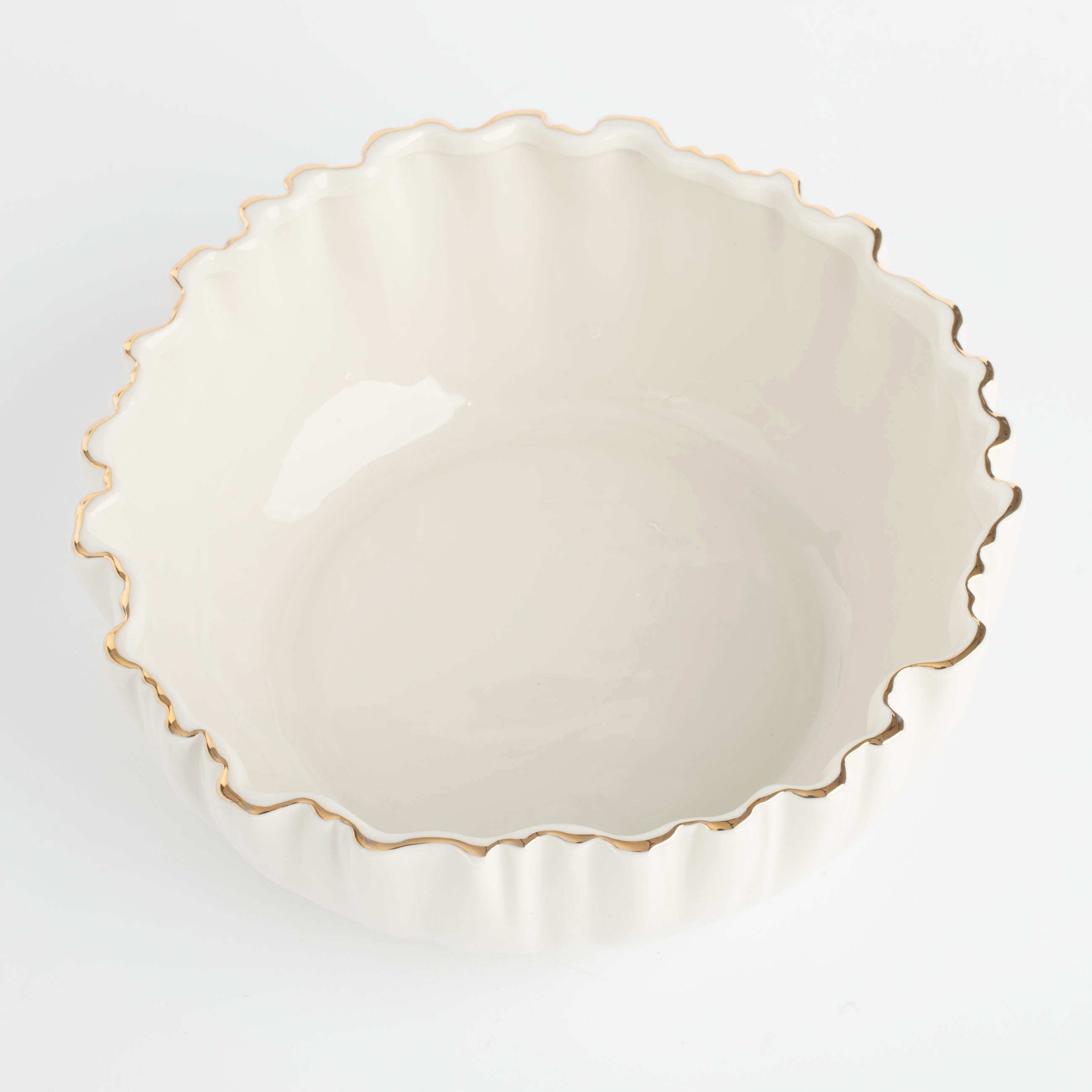Salad bowl, 20x7 cm, 1.3 l, porcelain R, with golden edging, Crumpled effect, Crumple gold изображение № 4