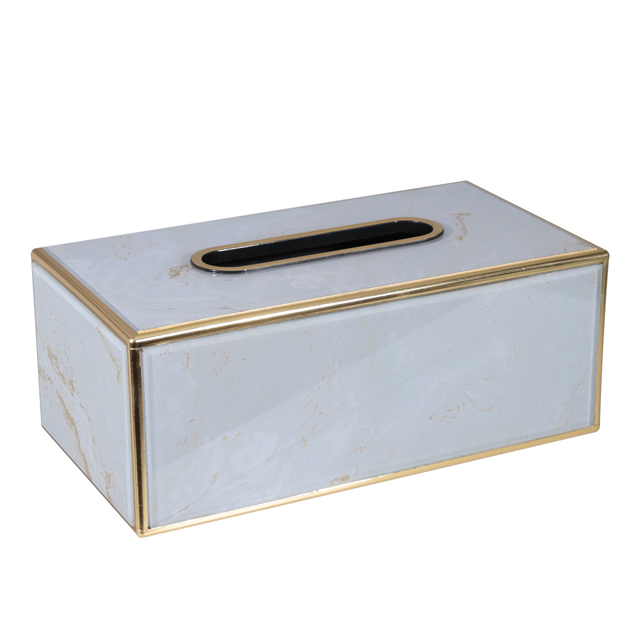 Paper napkin box, 25x13 cm, plastic / glass, white, Marble, Maniera изображение № 2