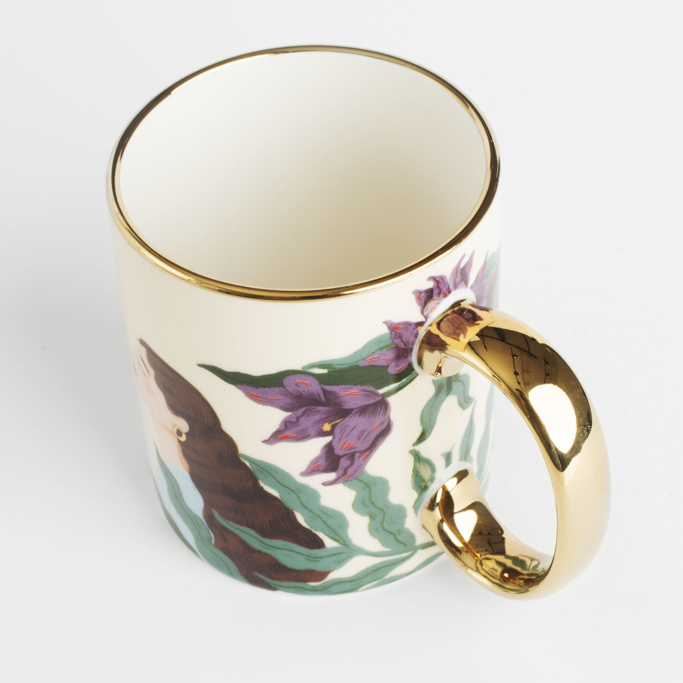 Mug, 350 ml, porcelain N, white, with golden edging, Girl in flowers, Girls изображение № 4