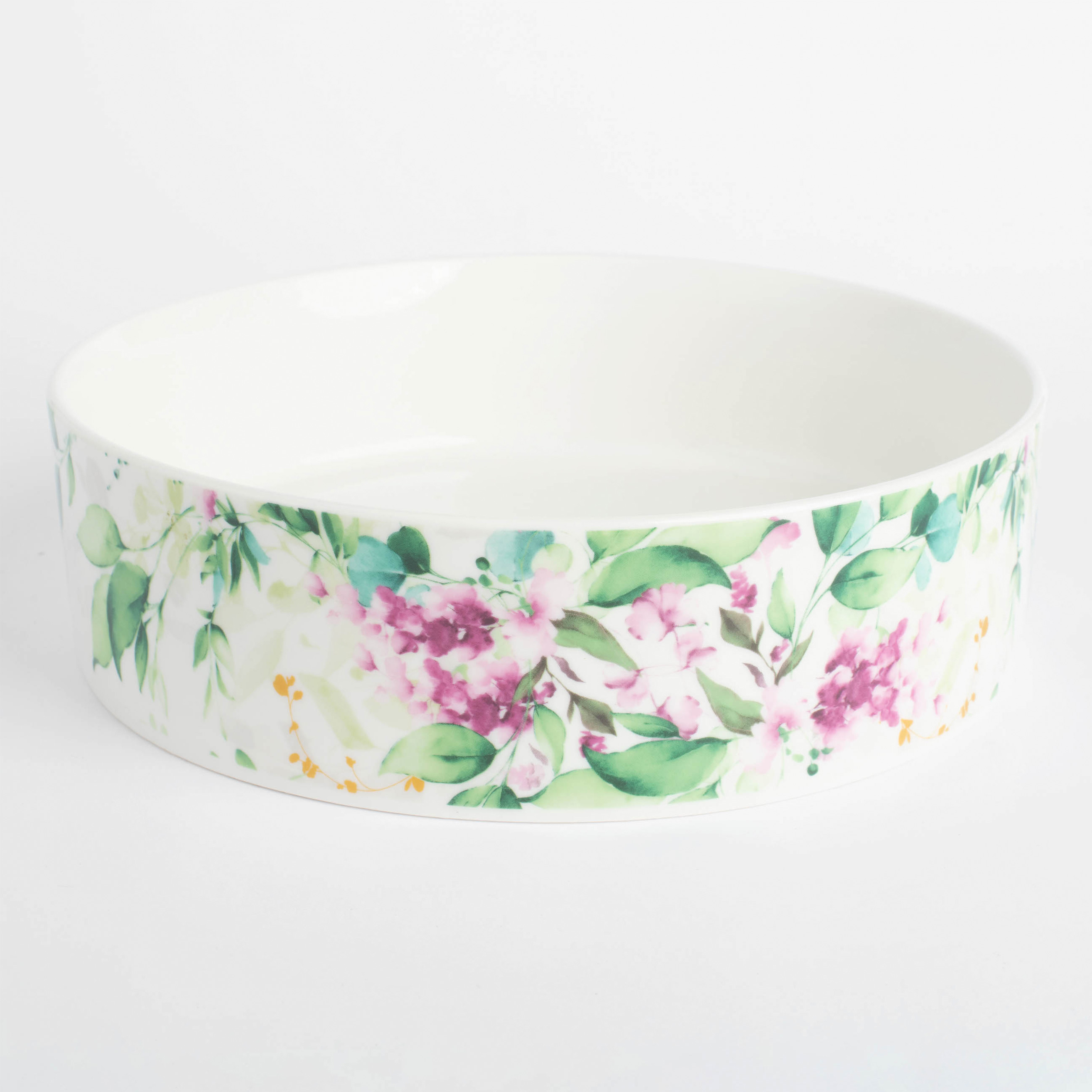 Dish, 23x6 cm, with sides, porcelain N, white, Watercolor flowers, Senetti изображение № 2