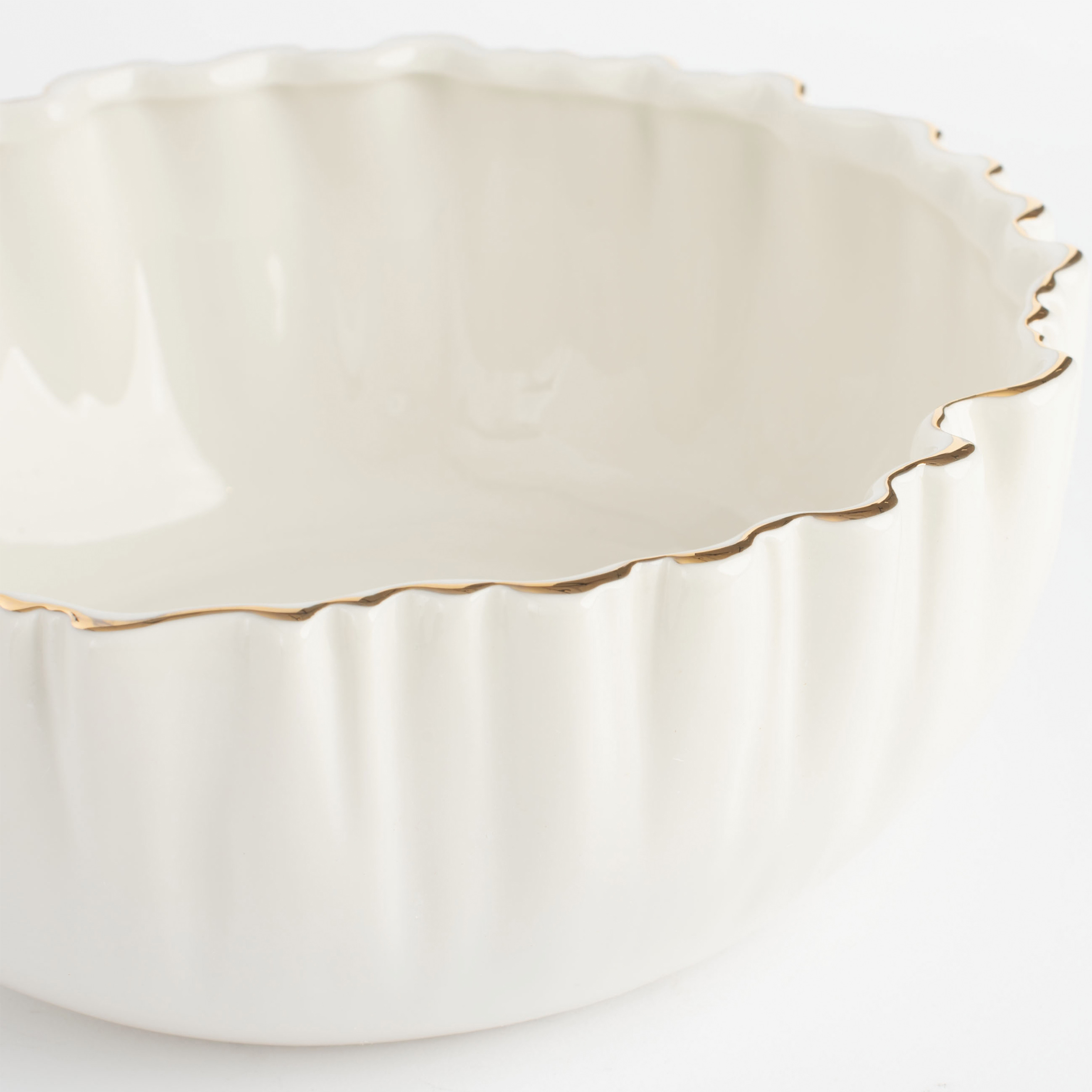 Salad bowl, 20x7 cm, 1.3 l, porcelain R, with golden edging, Crumpled effect, Crumple gold изображение № 5