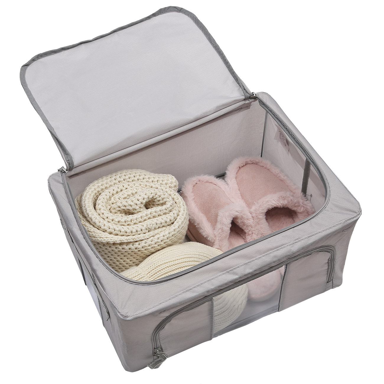 Organizer-box for things, 40x30x20 cm, with zipper, oxford, gray, Pedant изображение № 3
