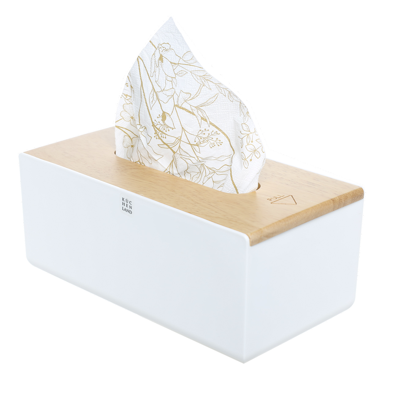 Paper napkin box, 23x13 cm, plastic / rubber wood, White, White style изображение № 4