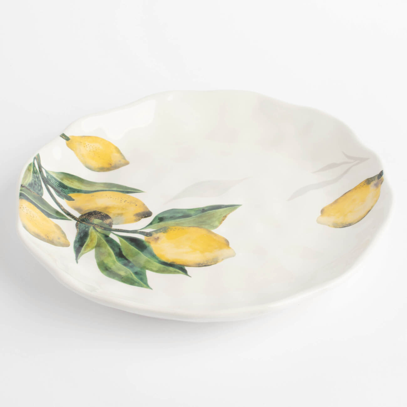 Snack plate, 23 cm, ceramic, white, Lemons on a branch, Sicily in bloom изображение № 1