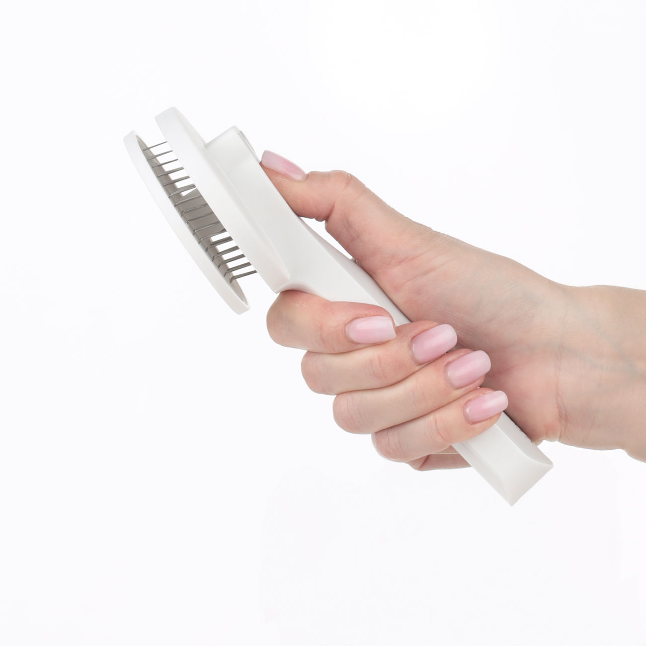 Pet hair comb, 18 cm, Self-cleaning, plastic / steel, White-gray, Ears, Pet изображение № 6