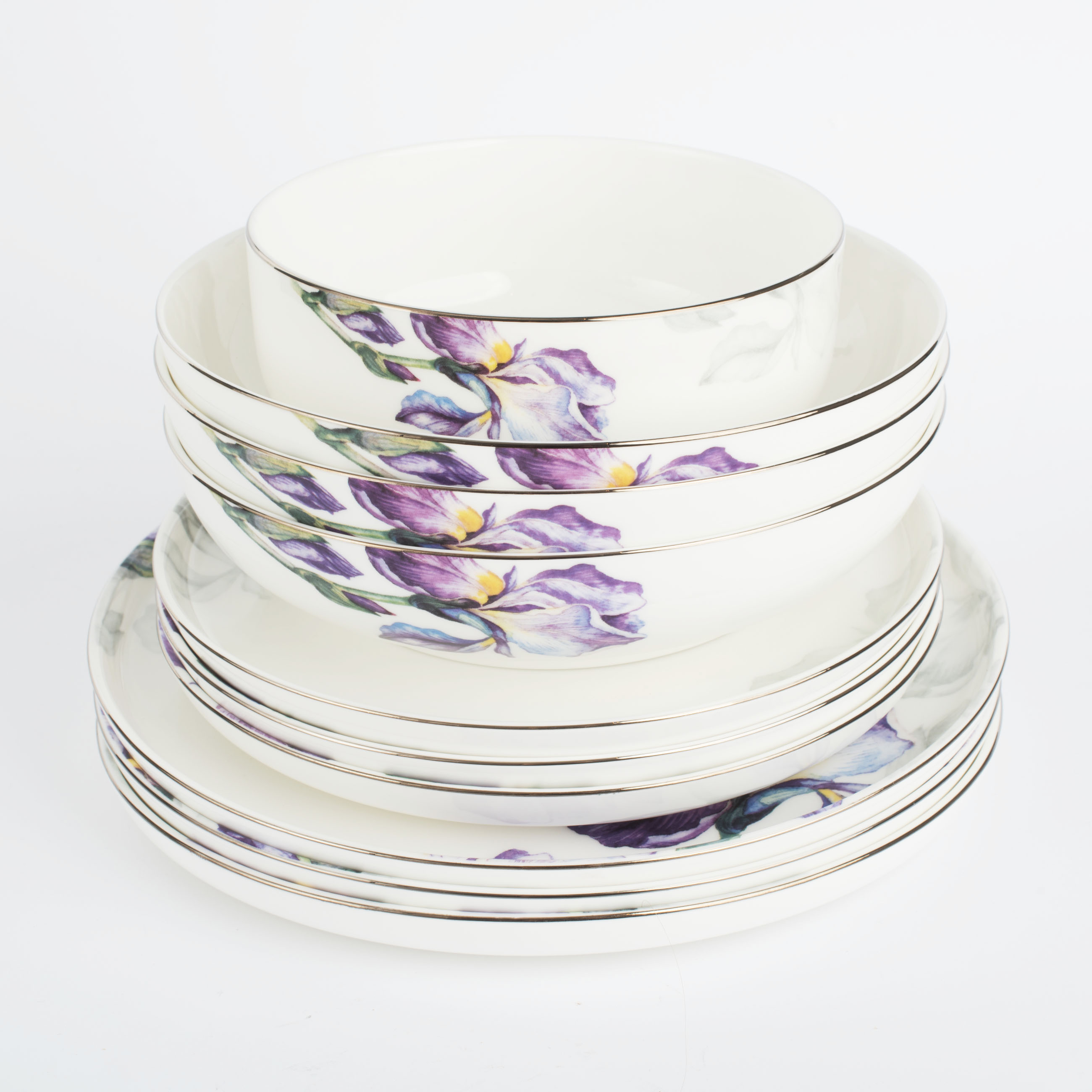 Dinner service, 6 persons, 19 pcs, porcelain F, with silver edging, Irises, Antarctica Flowers изображение № 6