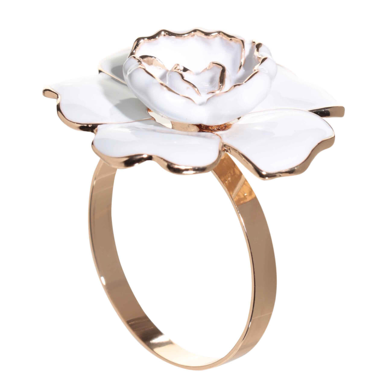 Napkin ring, 5 cm, metal, white and gold, Magnolia flower, Magnolia изображение № 1