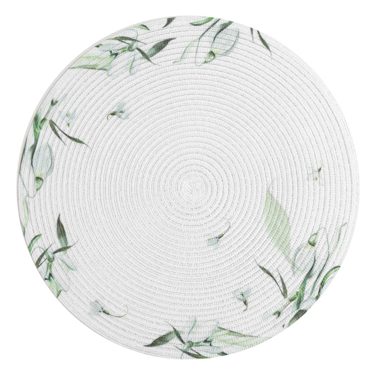 Napkin for appliances, 38 cm, polyester, round, white, Lily of the valley, Rotary print изображение № 1