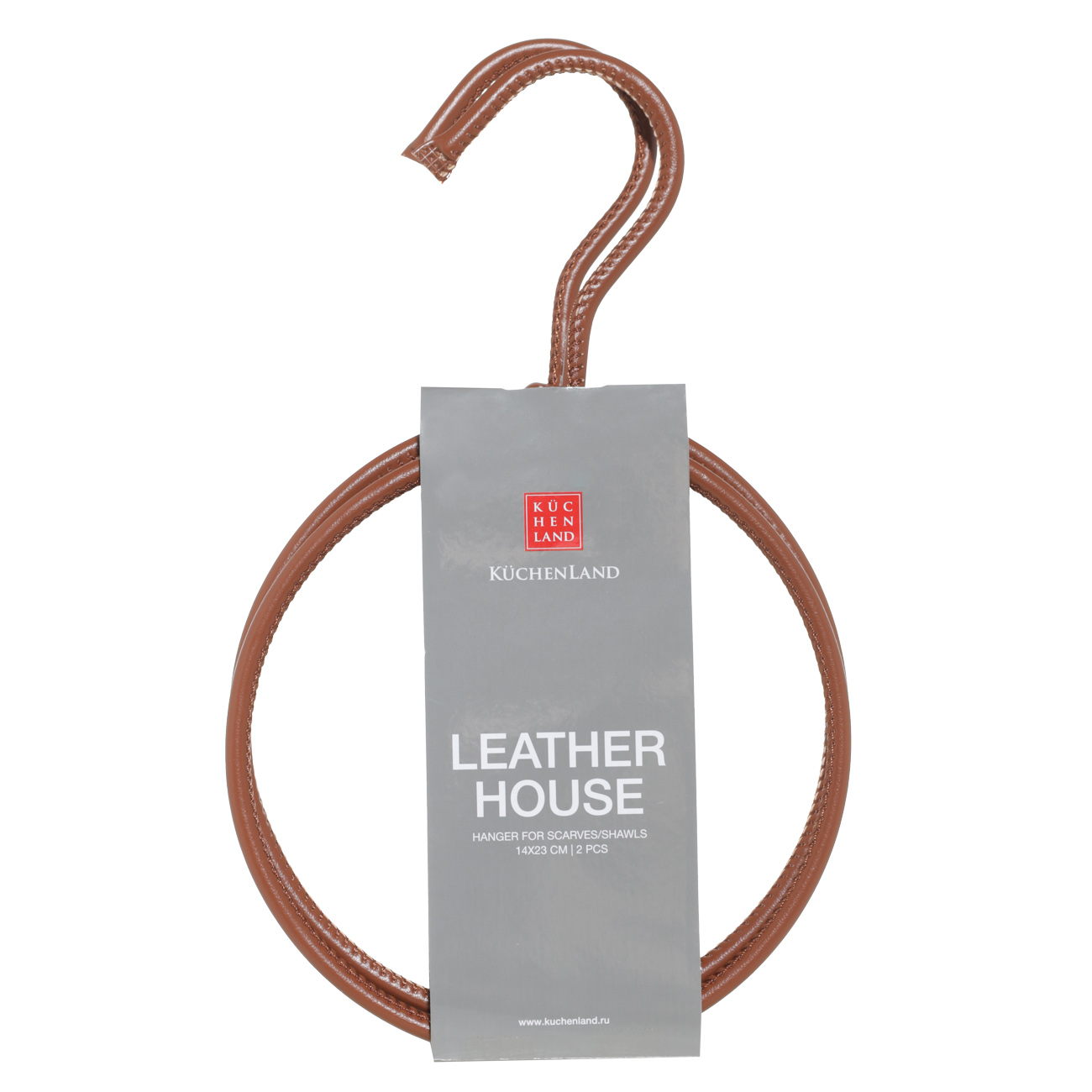 Scarf/shawl hanger, 14x23 cm, 2 pcs, PU leather, brown, Leather house изображение № 2