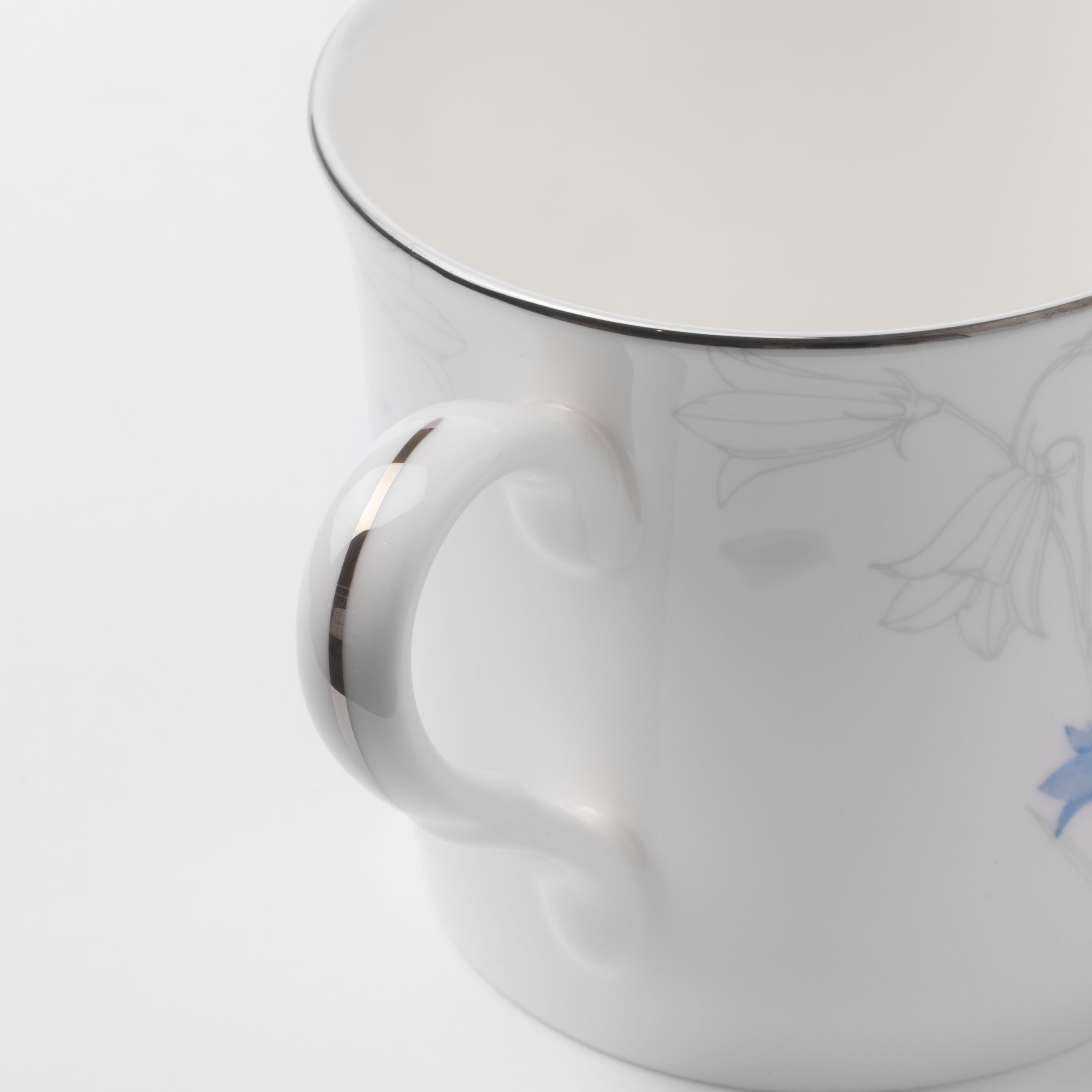 Mug, 330 ml, porcelain F, white, with silver edging, Bells, Delicate flower изображение № 4