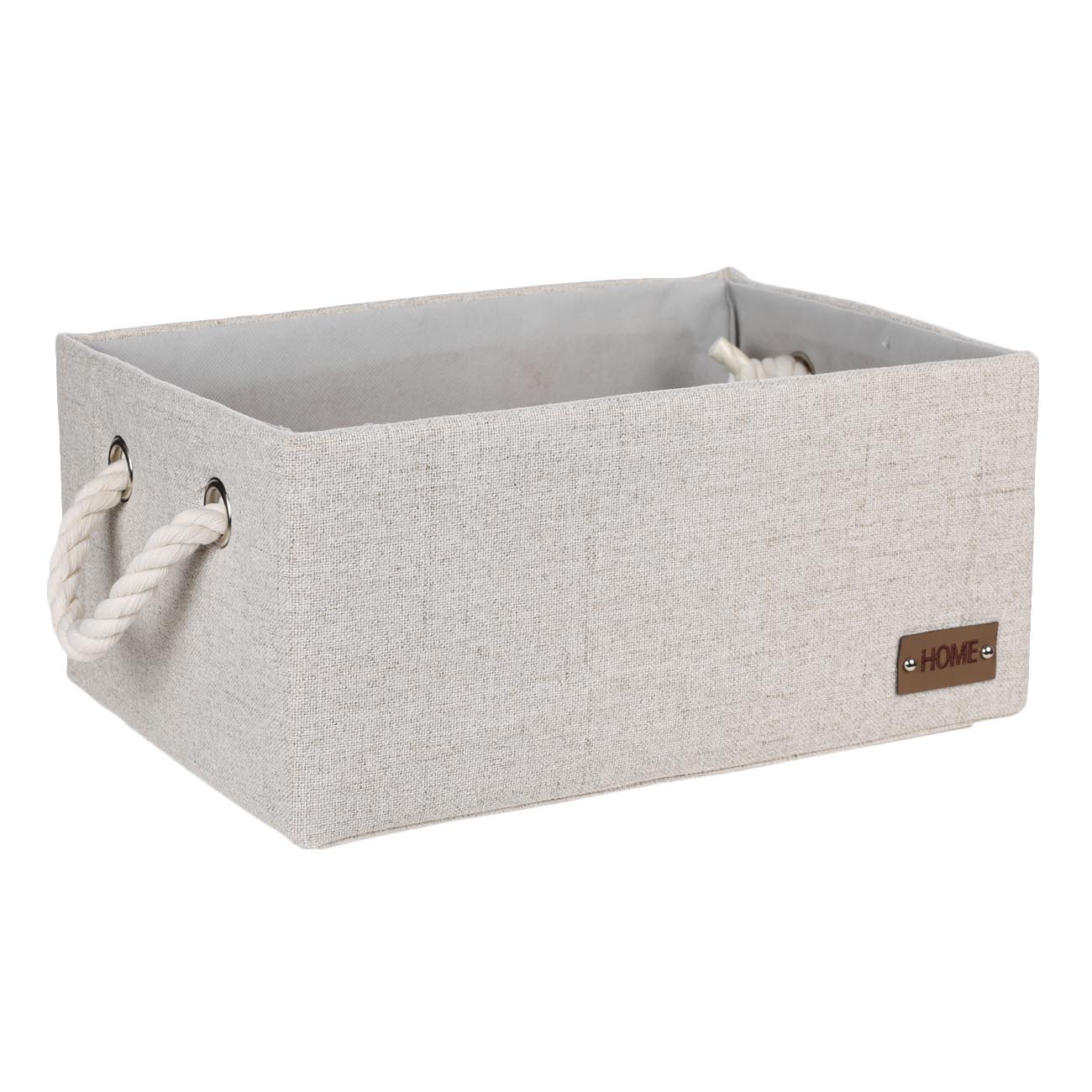 Storage basket, 33x23x15 cm, with handles, polyester, rectangular, Beige, Everyday изображение № 2