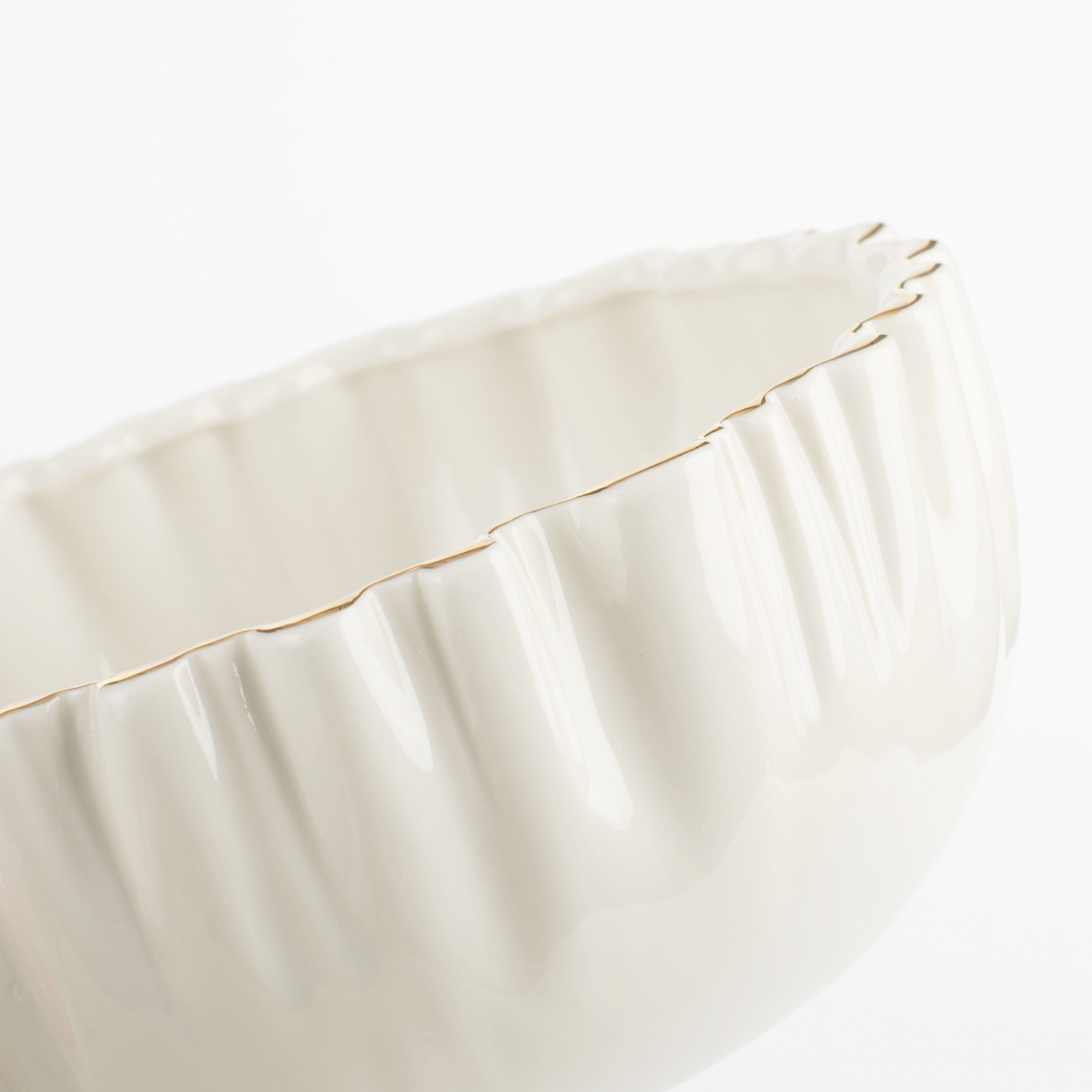 Salad bowl, 20x7 cm, 1.3 l, porcelain R, with golden edging, Crumpled effect, Crumple gold изображение № 6