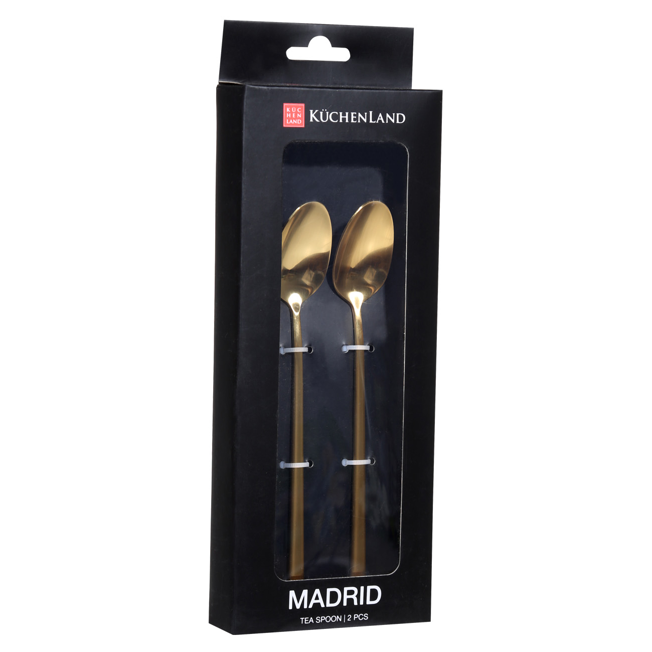 Tea spoon, 2 pcs, long handle, steel, gold, Madrid изображение № 3