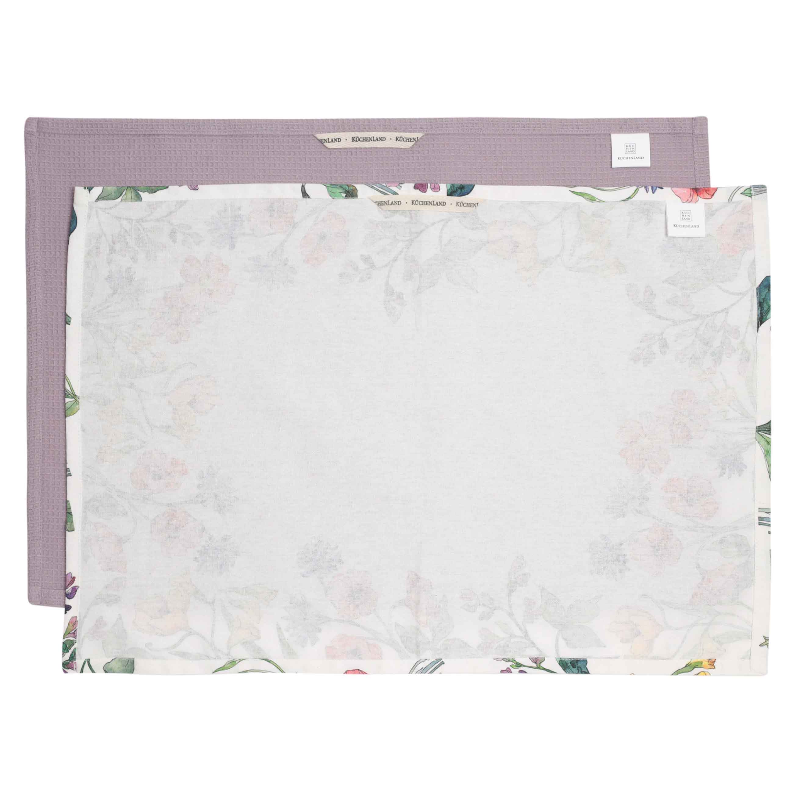 Kitchen towel, 40x60 cm, 2 pcs, cotton, white/purple, Flowers, Bloome изображение № 7