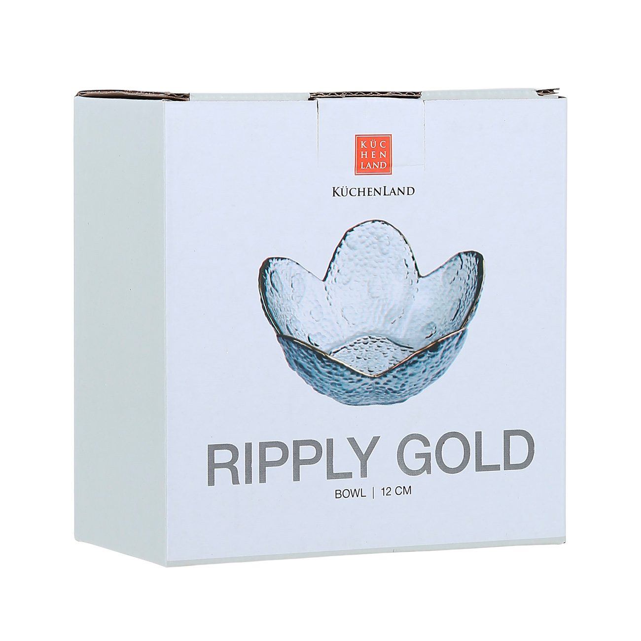Bowl, 12x6 cm, glass, gray, with golden edging, Lotus, Ripply gold изображение № 2