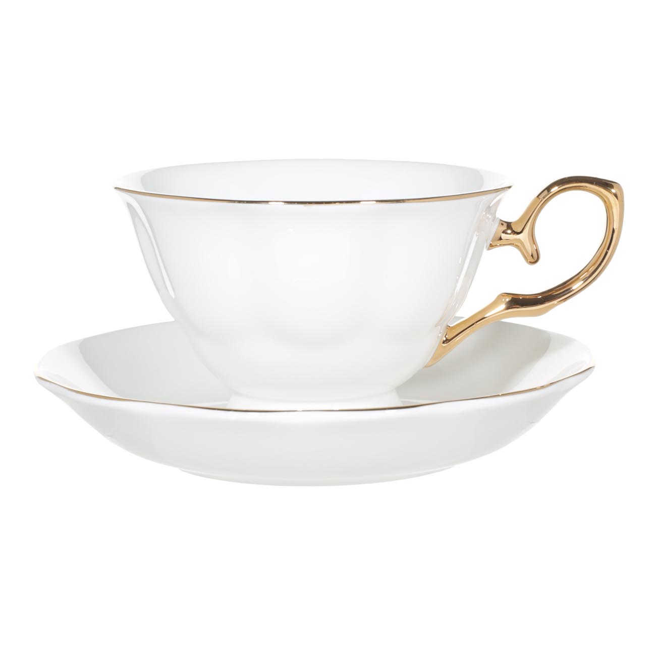 Tea pair, 6 pers, 12 items, 180 ml, porcelain F, white-gold, Premium Gold изображение № 2