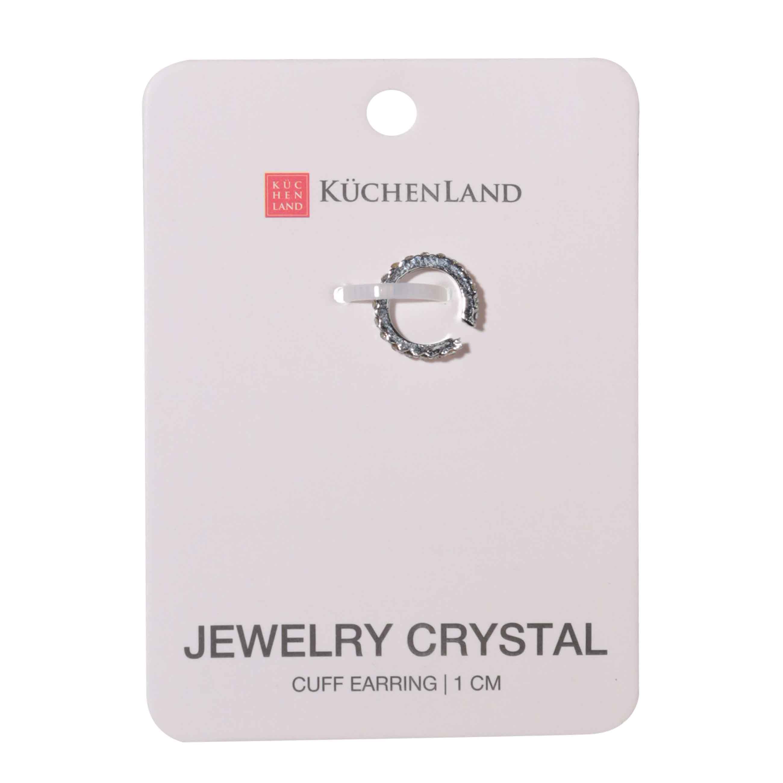 Cuff earring, 1 cm, metal, silver, Crystals, Jewelry crystal изображение № 3