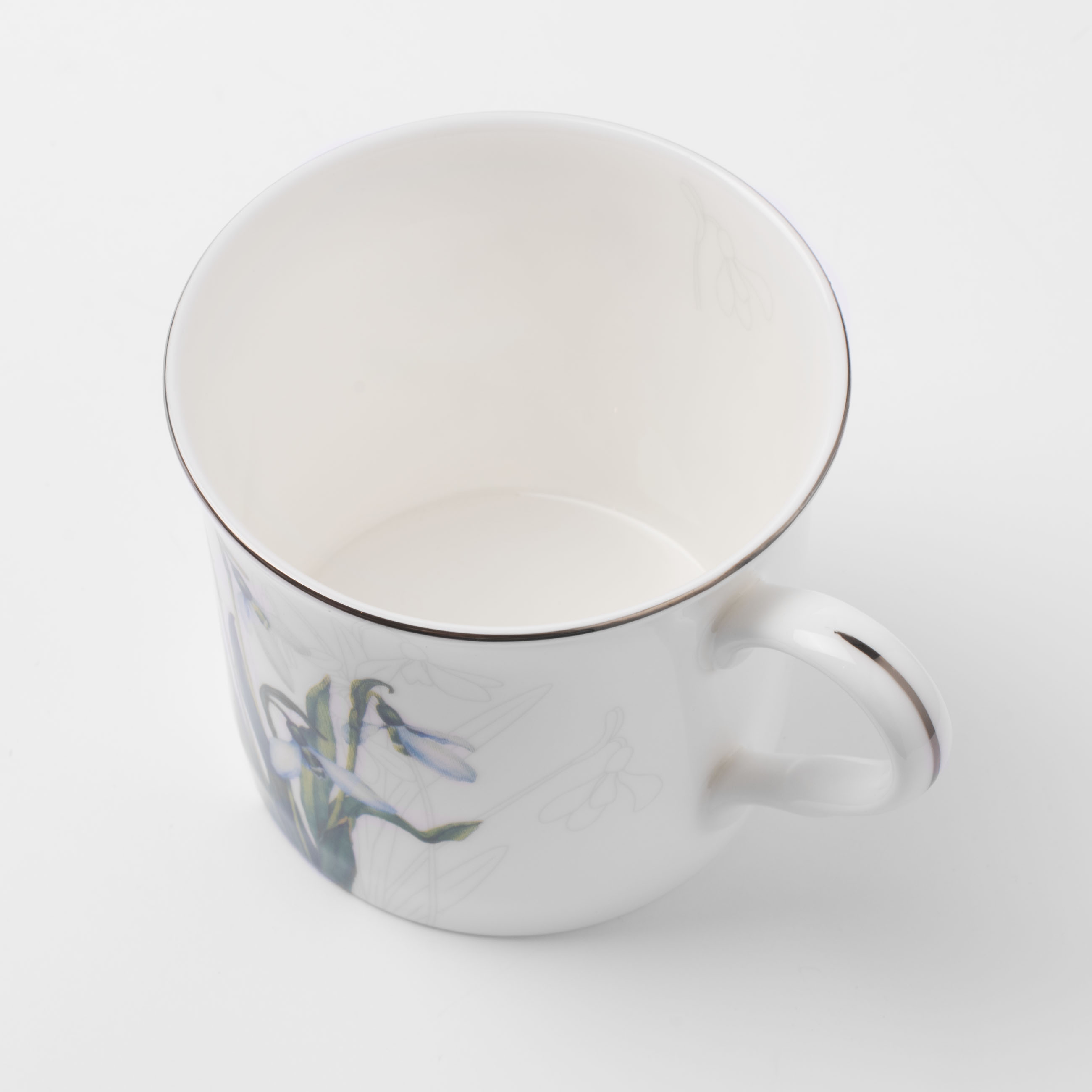 Mug, 330 ml, porcelain F, white, with silver edging, Snowdrop, Delicate flower изображение № 3