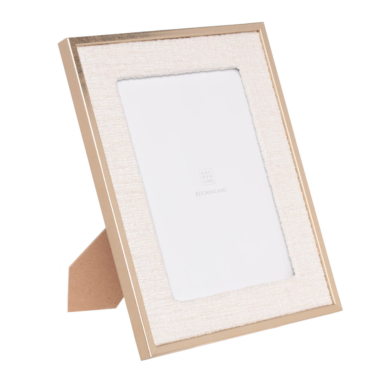 Photo frame, 19x24 cm, polystyrene/polyester, beige-gold, Gallery изображение № 1