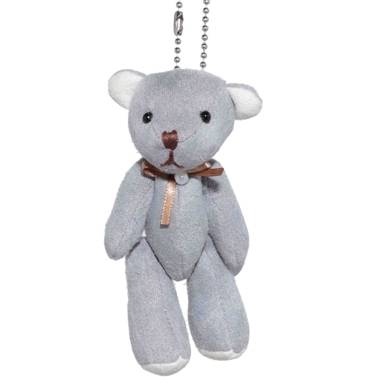 Keychain, 10 cm, soft, Polyester / metal, gray, Bear with bow, Bear изображение № 1