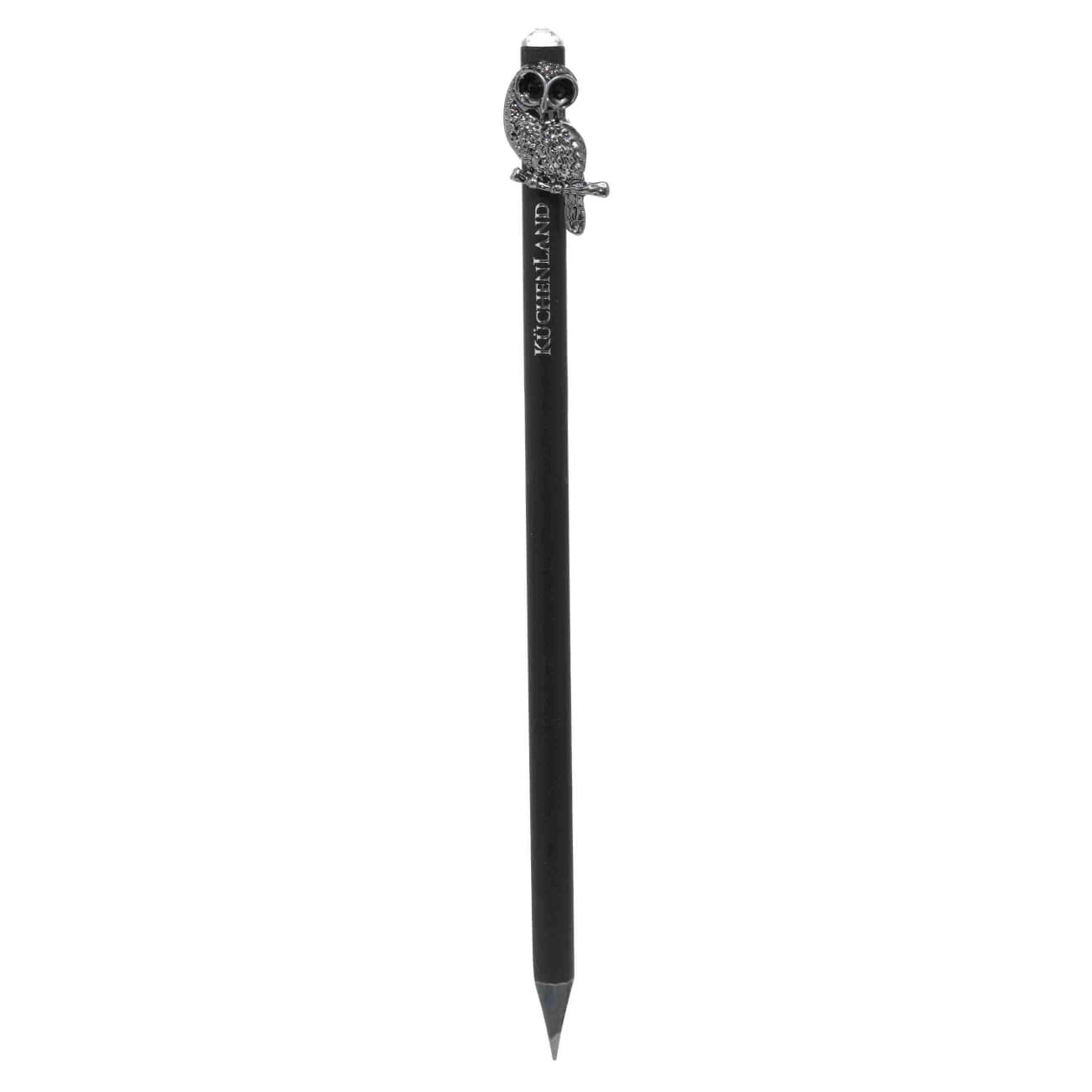 Pencil, 18 cm, black-graphite, with figure, black, Owl, Draw figure изображение № 1