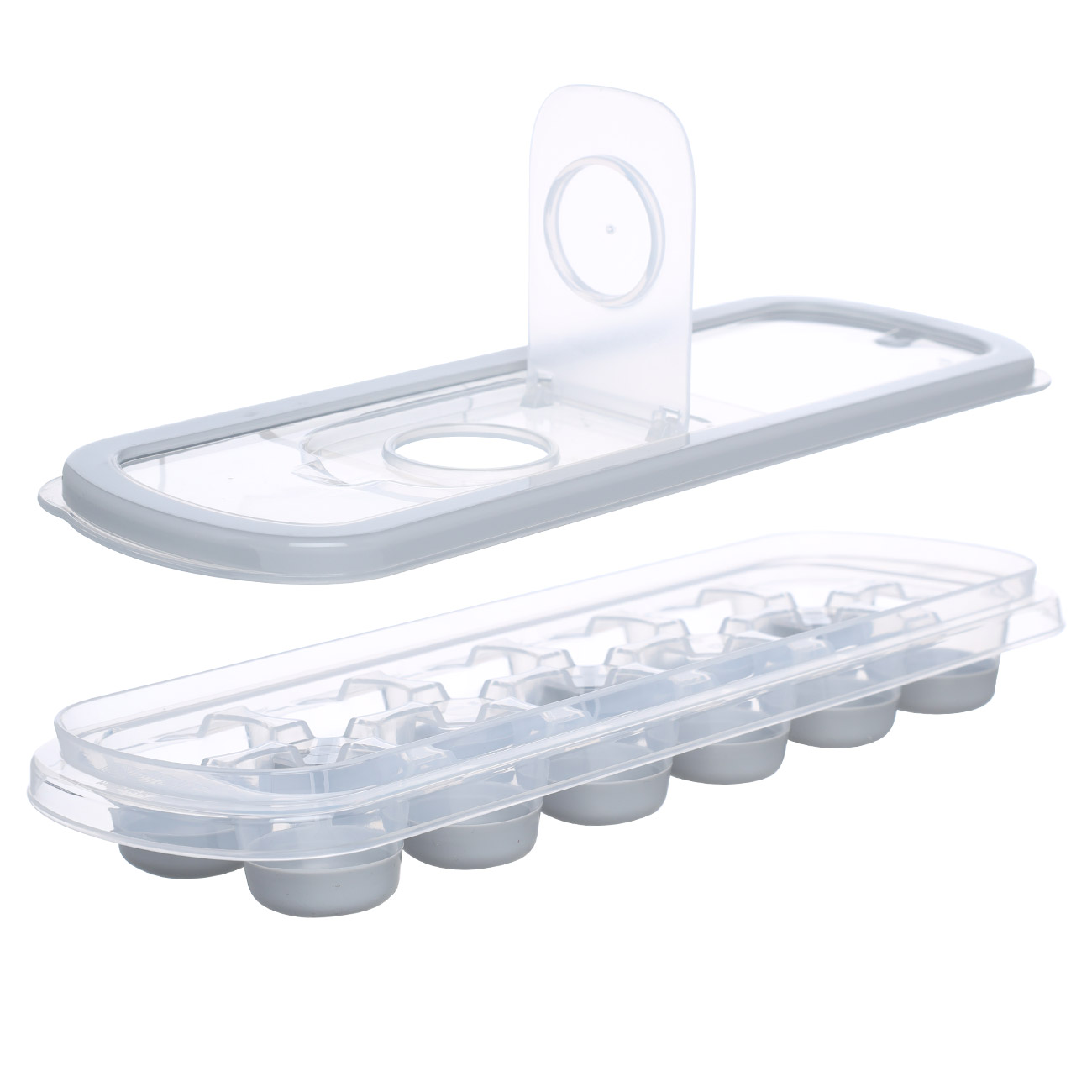 Ice mold, 27x10 cm, 12 otd, with lid, plastic / silicone, grey, Country изображение № 3