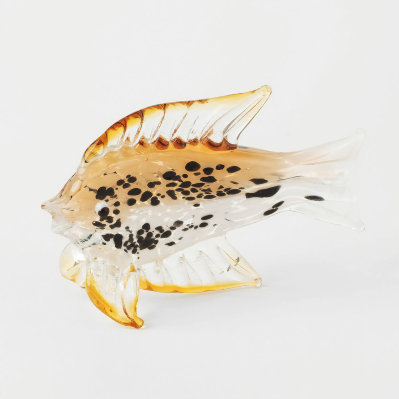 Statuette, 6 cm, glass, amber, Fish, Vitreous
