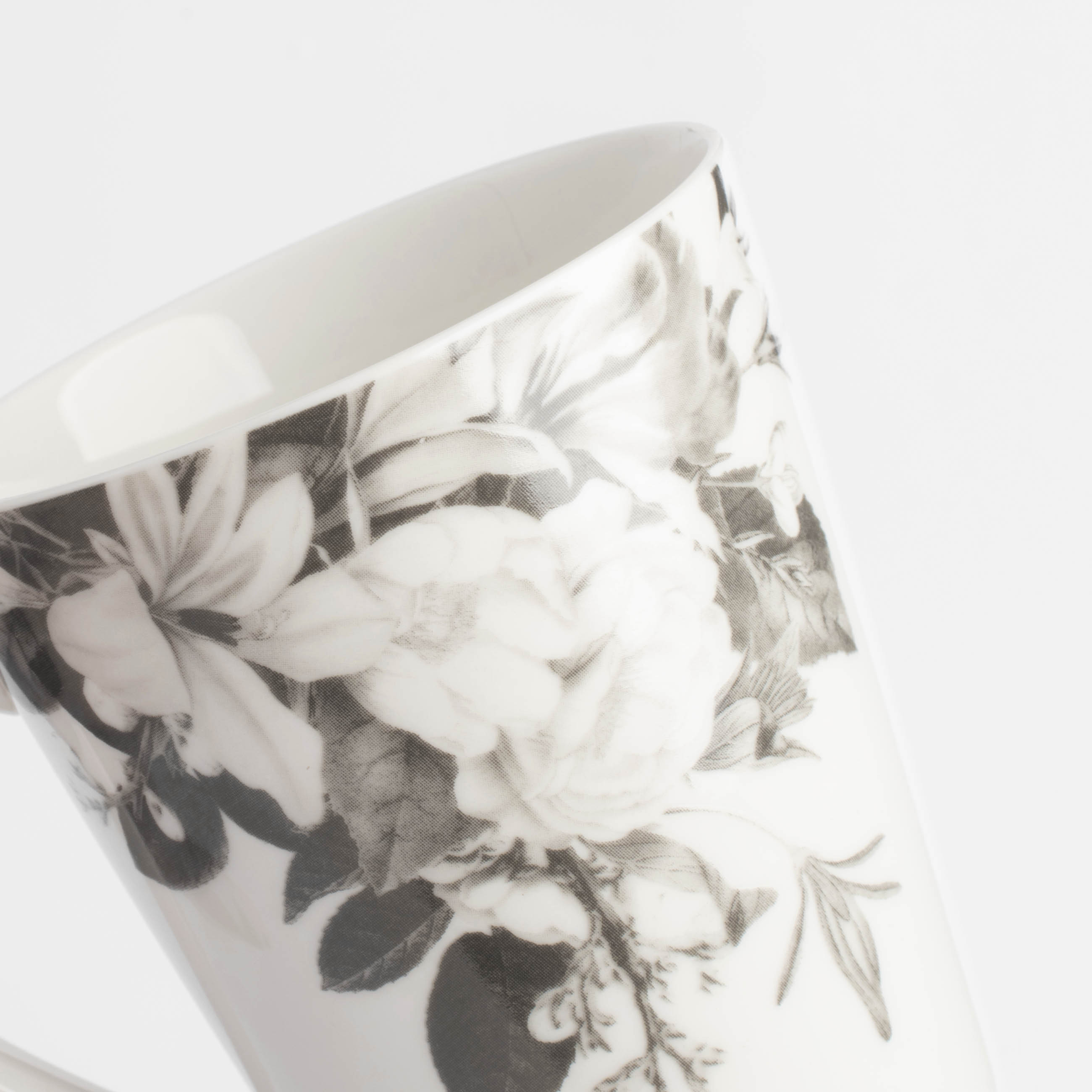 Mug, 420 ml, 4 pcs, porcelain N, white, Black and white flowers, Magnolia изображение № 7