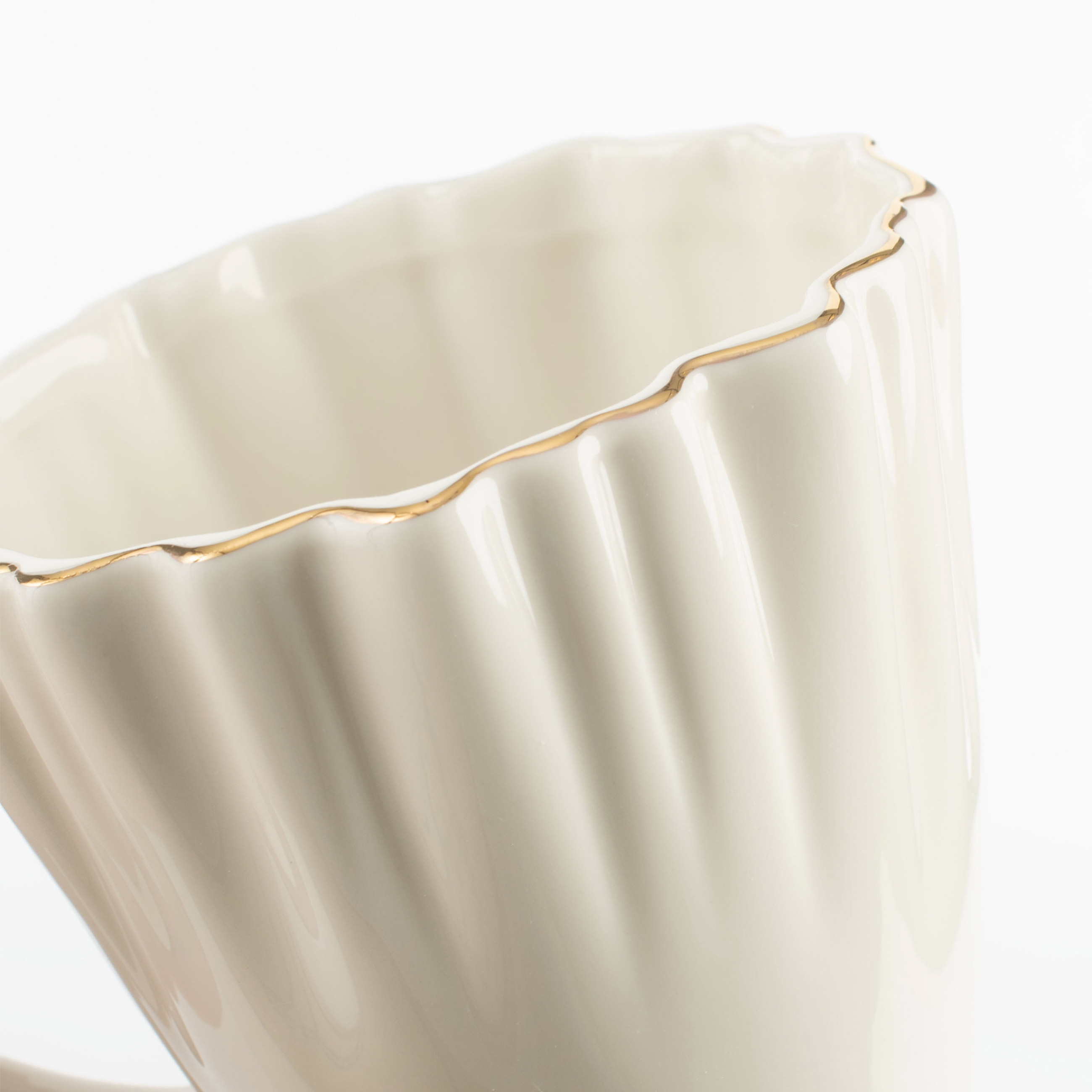 Mug, 400 ml, porcelain R, with golden edging, Crumpled effect, Crumple gold изображение № 4