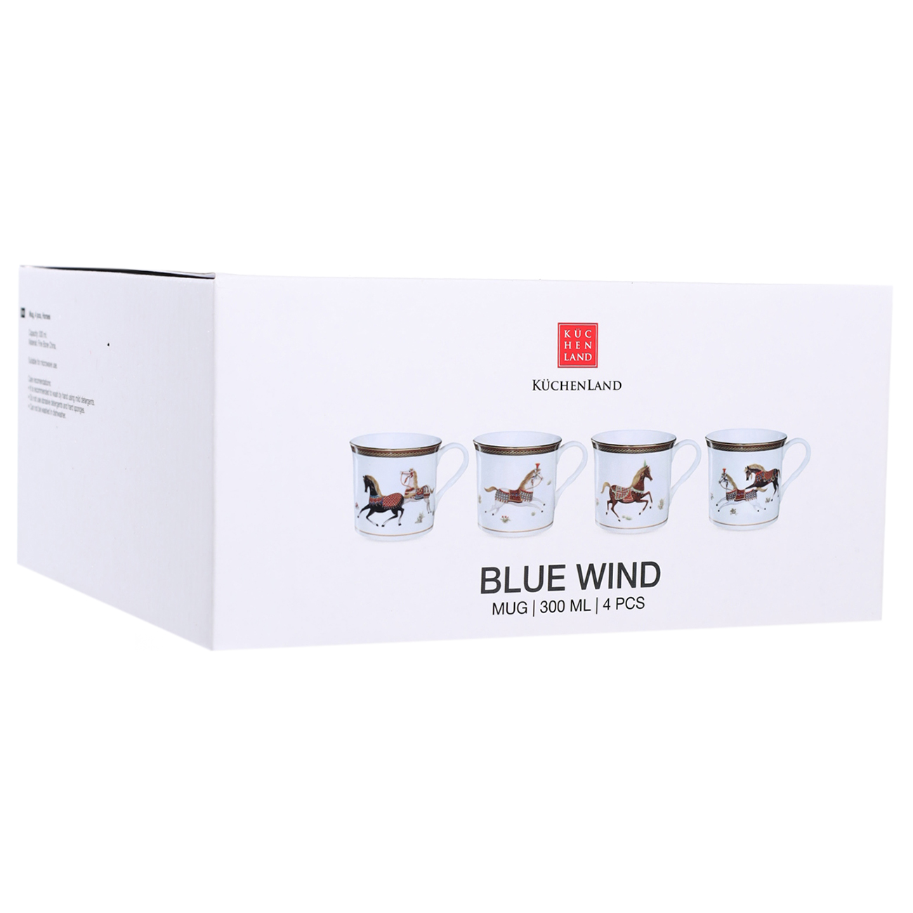 Mug, 300 ml, 4 pcs, porcelain F, white, Horses, Blue wind изображение № 2