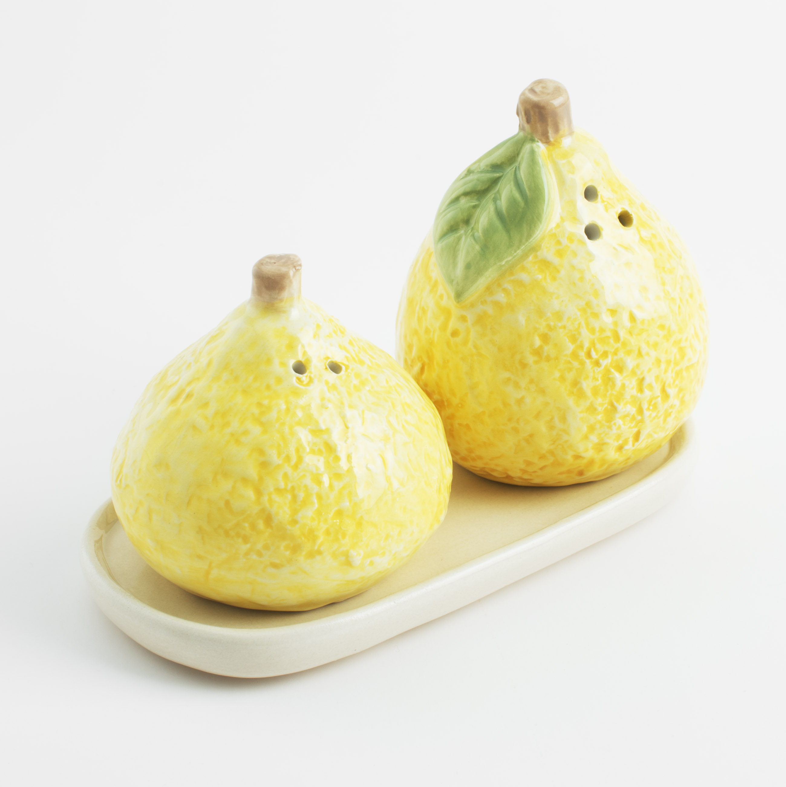 Salt and pepper set, 8 cm, on a stand, ceramic, yellow, Lemons, Sicily in bloom изображение № 3