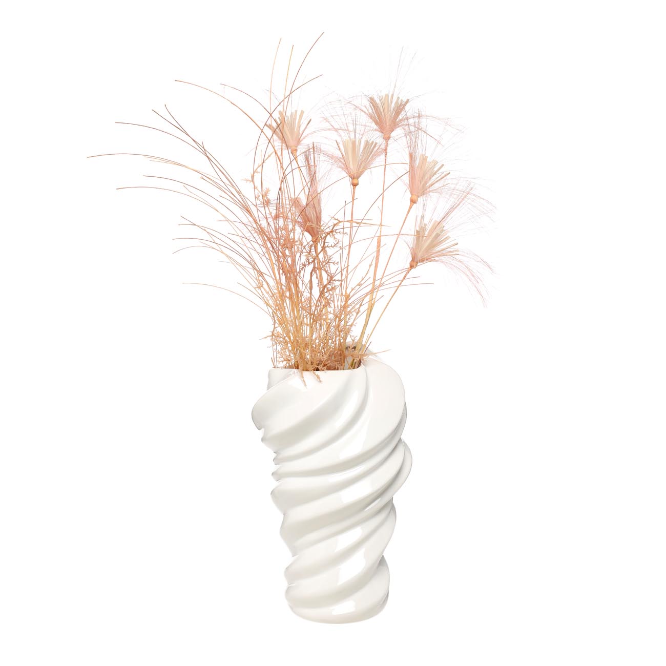 Flower vase, 30 cm, ceramic, white, Waves, Fluid изображение № 2