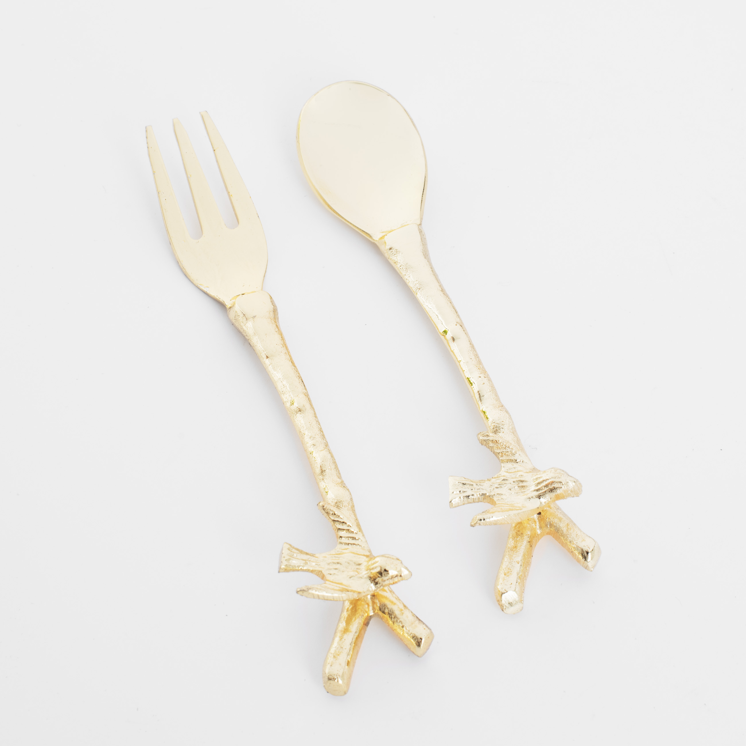 Dessert cutlery, 1 persons, 2 items, spoon / fork, metal, golden, Birds, Fantastic gold изображение № 4