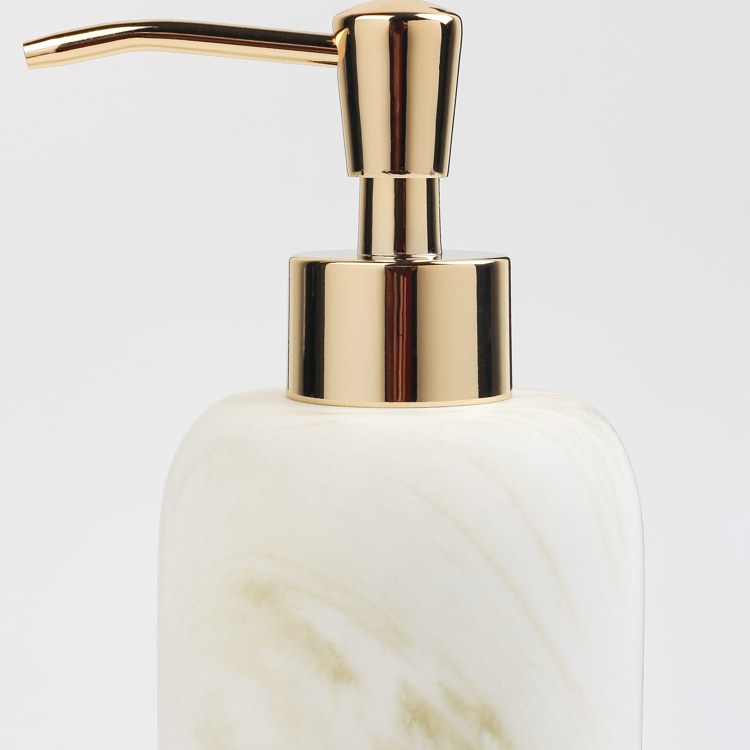 Liquid soap dispenser, 200 ml, polyresin / metal, white-gold, Marble, Dryad изображение № 4