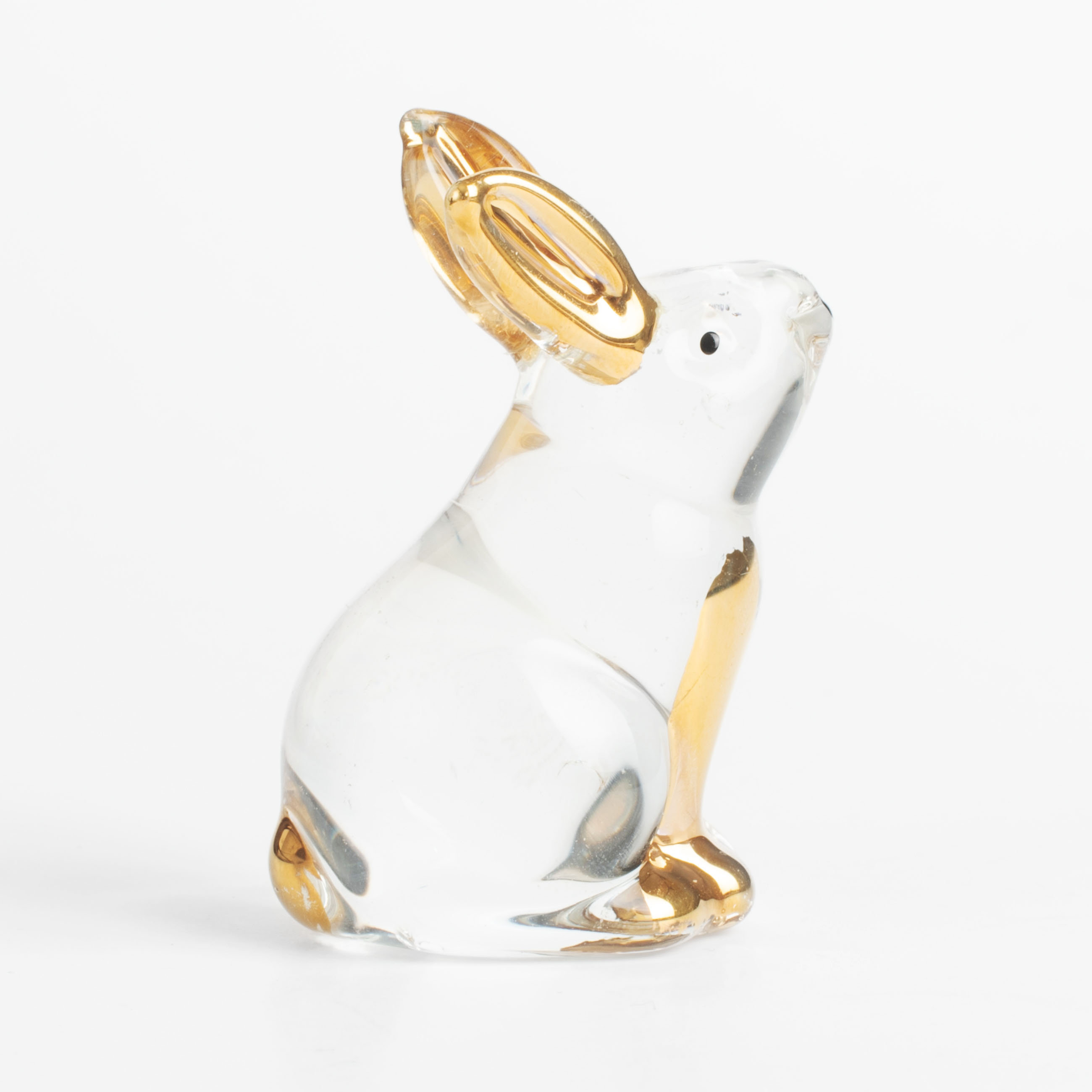 Statuette, 6 cm, glass, Rabbit with golden ears and paws, Vitreous изображение № 3