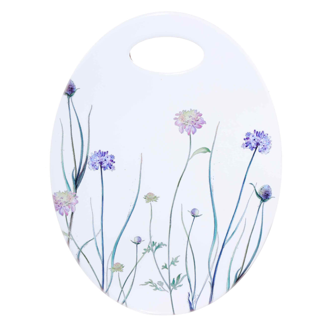 Hot plate, 15x20 cm, ceramic / cork, oval, white, Wildflowers, Meadow изображение № 1