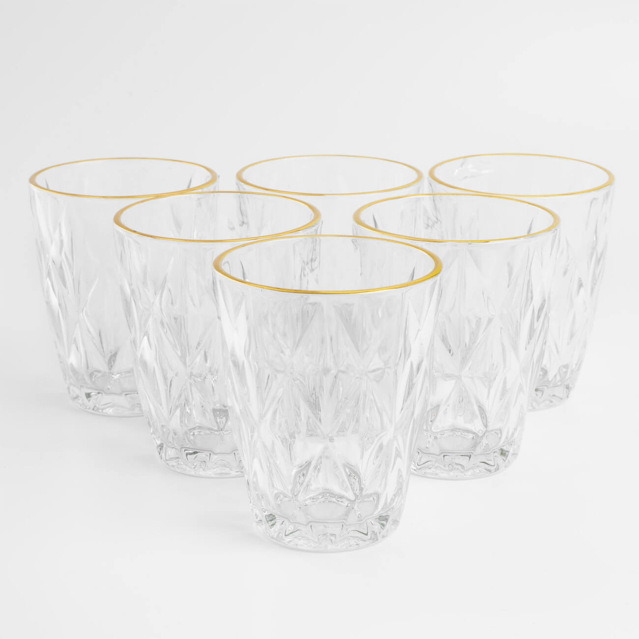Glass, 270 ml, 6 pcs, glass R, with golden edging, Rhomb gold изображение № 1