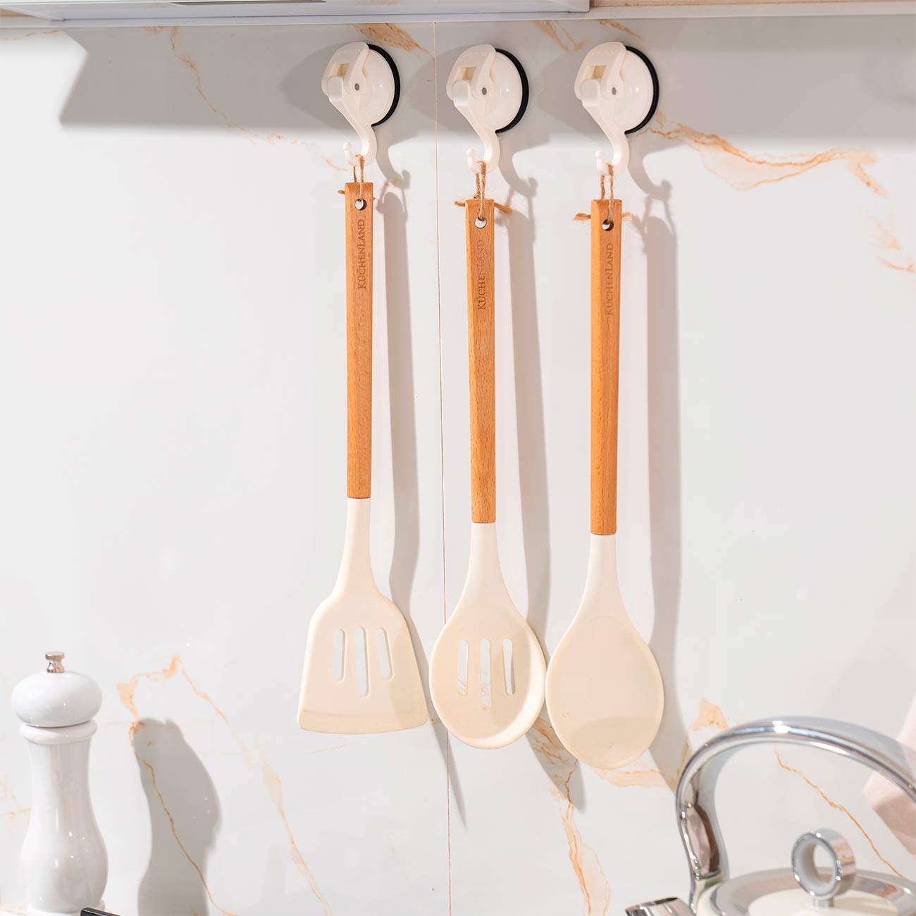 Serving spoon, 32 cm, silicone / wood, beige, Provence изображение № 3