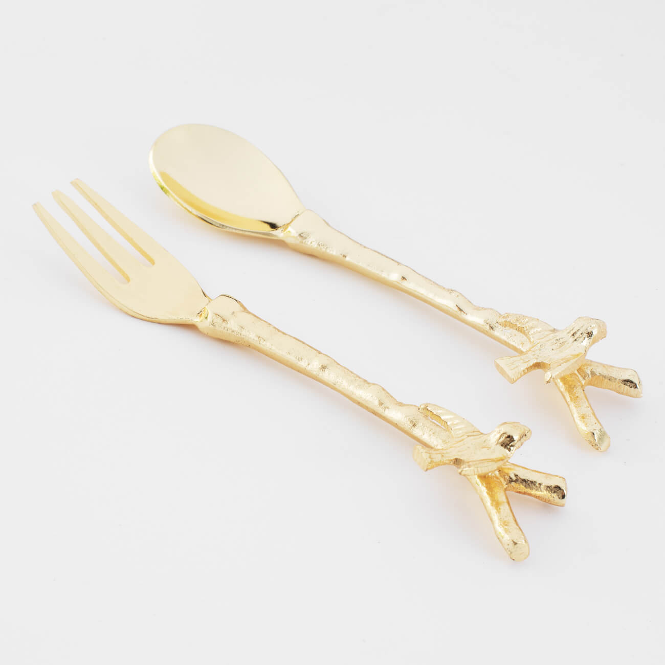 Dessert cutlery, 1 persons, 2 items, spoon / fork, metal, golden, Birds, Fantastic gold изображение № 1