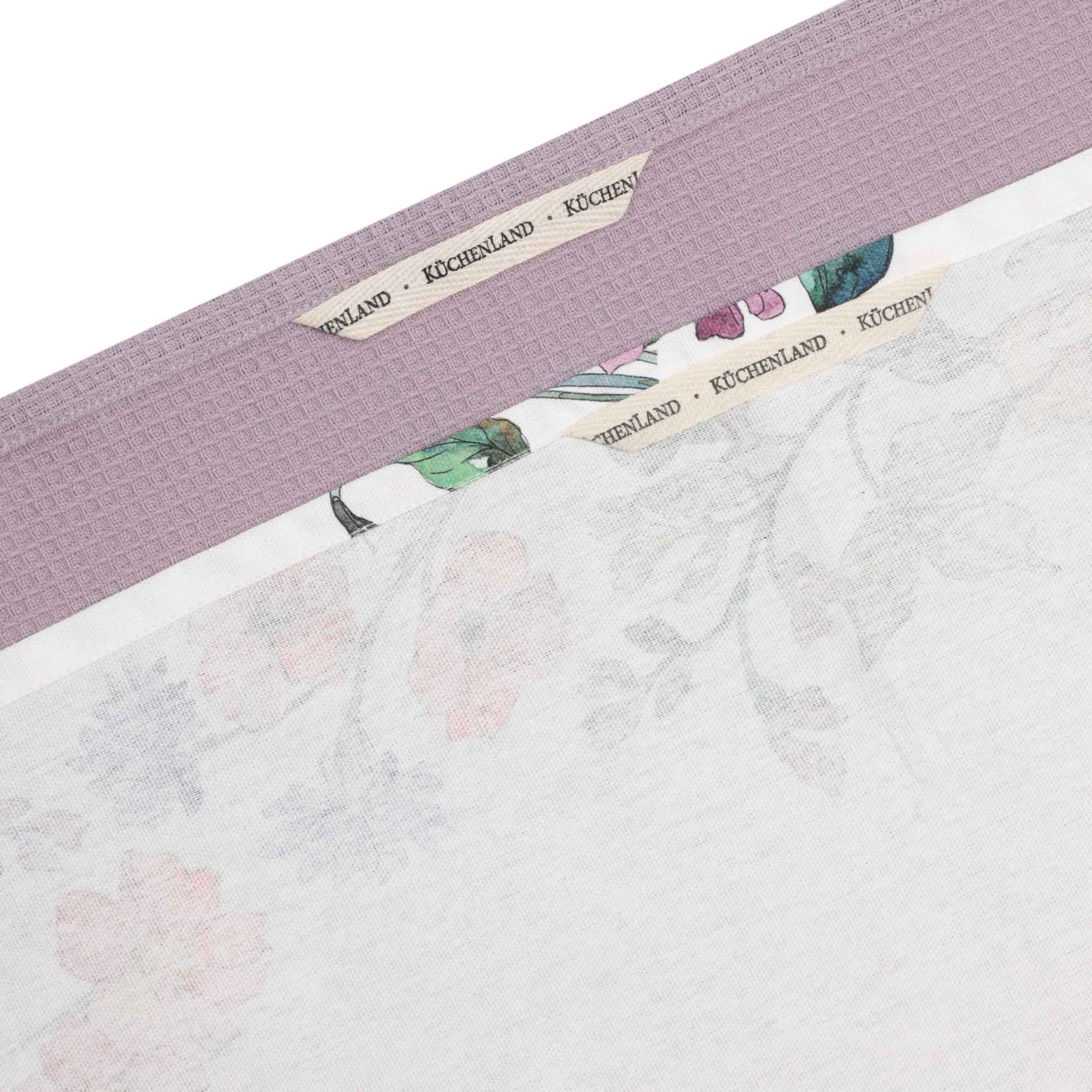 Kitchen towel, 40x60 cm, 2 pcs, cotton, white/purple, Flowers, Bloome изображение № 6