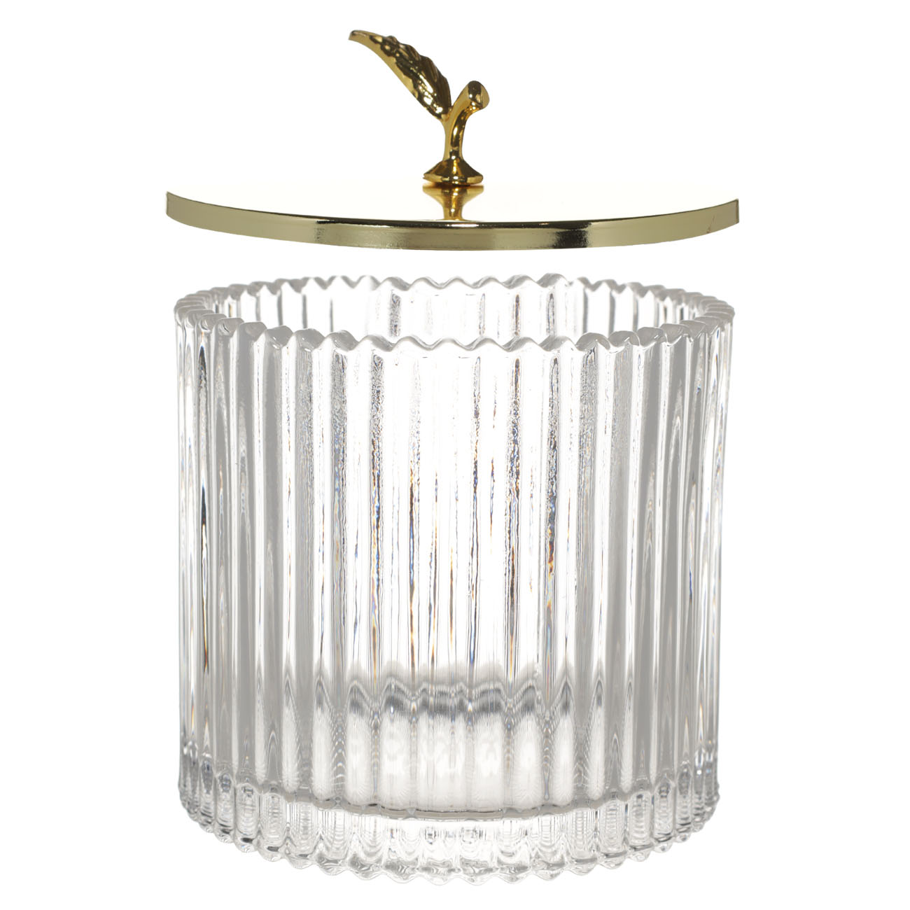 Storage container, 13x11 cm, 520 ml, glass R / metal, golden, leaf, selene изображение № 2